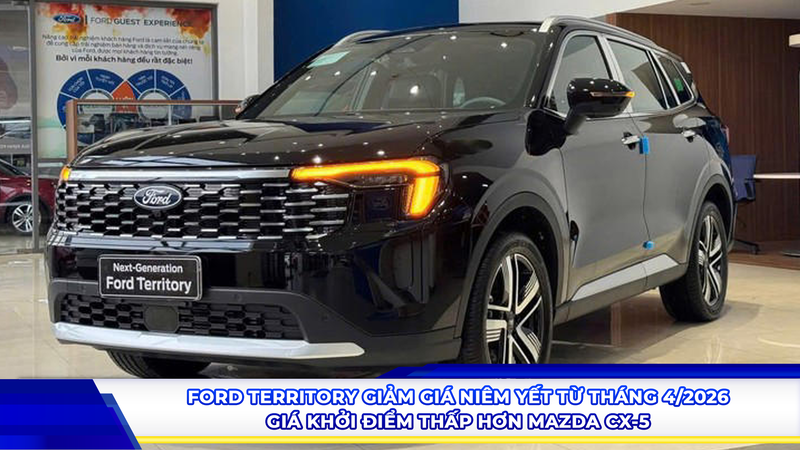 Ford Territory giảm giá niêm yết từ tháng 4/2026, giá khởi điểm thấp hơn Mazda CX-5